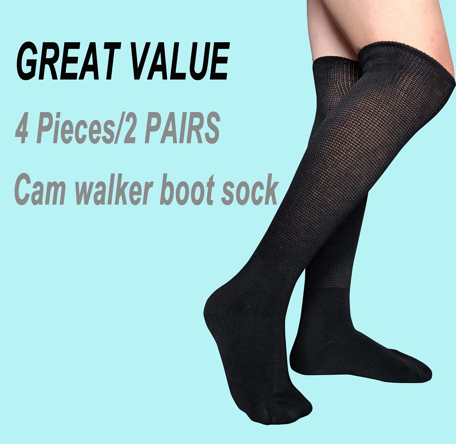2 Pairs Walking Boot Socks Air Cam Walker Brace Fracture Boot Orthopedics Socks Cast Boot Replacement Sock Liner