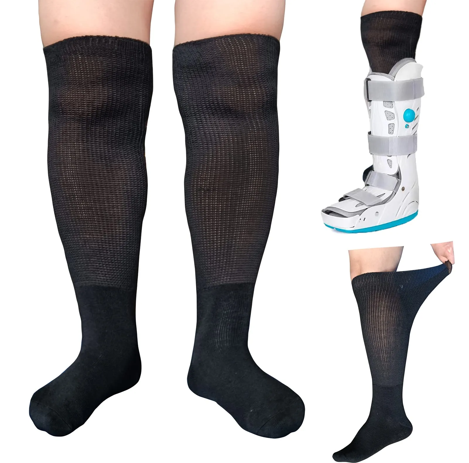 2 Pairs Walking Boot Socks Air Cam Walker Brace Fracture Boot Orthopedics Socks Cast Boot Replacement Sock Liner