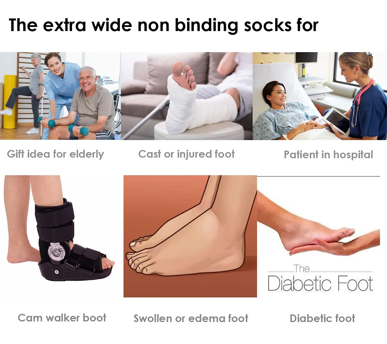 2 Pairs Walking Boot Socks Air Cam Walker Brace Fracture Boot Orthopedics Socks Cast Boot Replacement Sock Liner