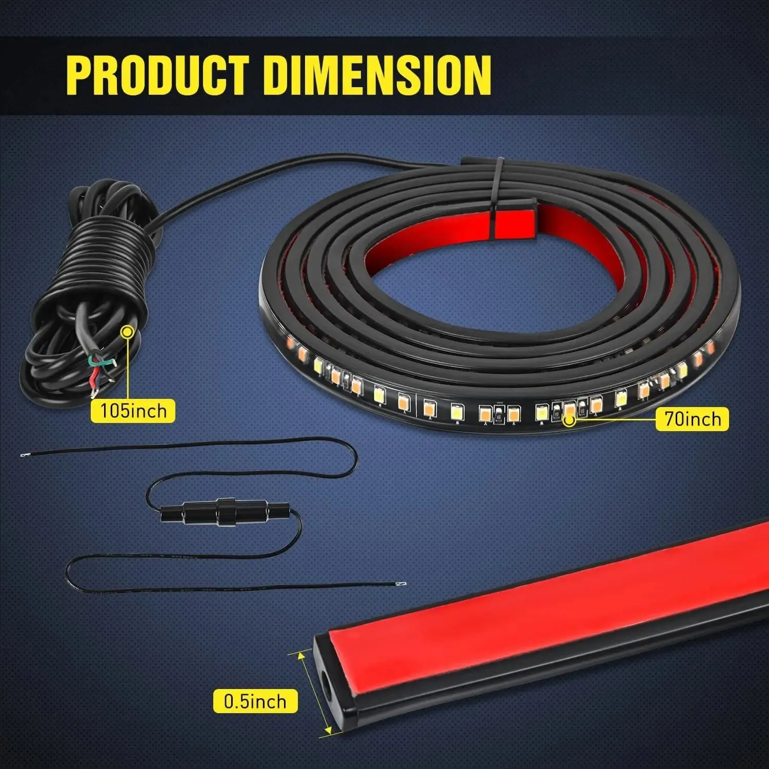 70 Inch 216 Leds Running Board Amber White Light Strip (Pair)