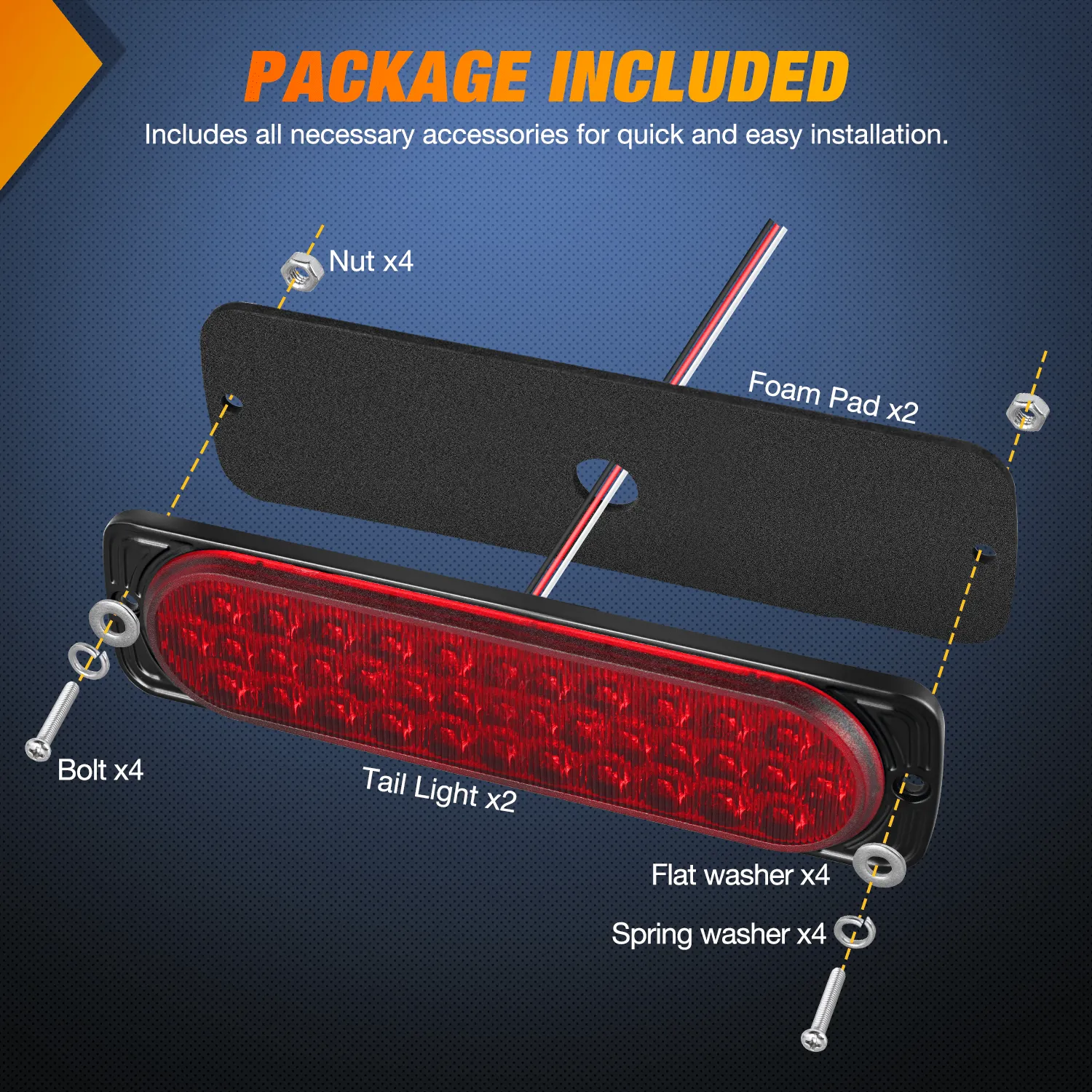 7.5 Inch Aluminum Housing Tail Light 2 PCS 36LED Red Running Brake Turn Signals Marker Light
