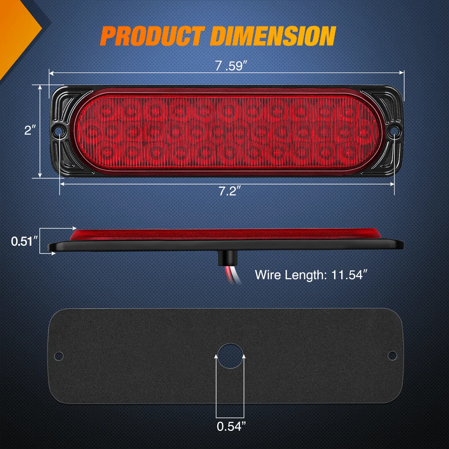 7.5 Inch Aluminum Housing Tail Light 2 PCS 36LED Red Running Brake Turn Signals Marker Light