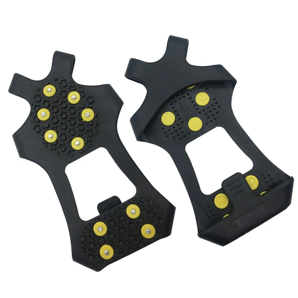 AGOOL Ice Cleats Snow Traction Cleats Crampons for Shoe and Boots Non-Slip Overshoe for Walking on Snow and Ice Rubber Walking Cleats Anti Slip Crampons 10 Studs Small(2.5- 4 men/4-5.5 women)