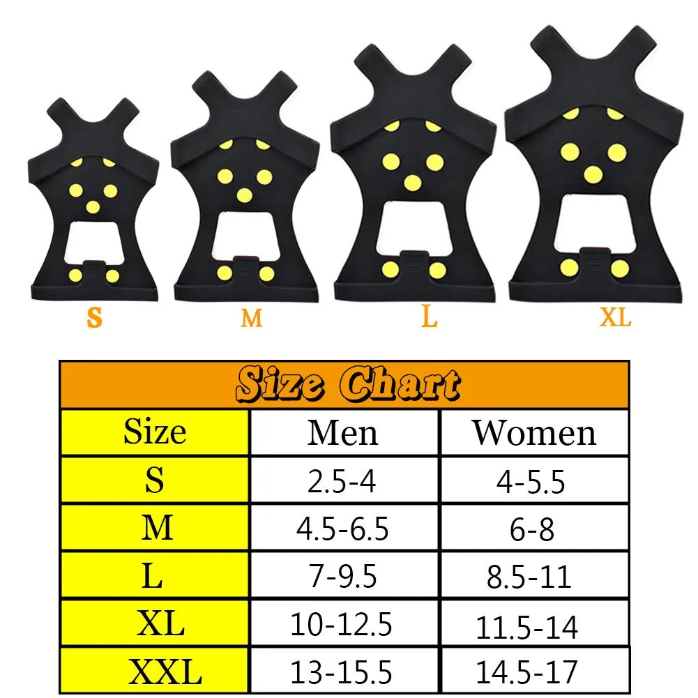 AGOOL Ice Cleats Snow Traction Cleats Crampons for Shoe and Boots Non-Slip Overshoe for Walking on Snow and Ice Rubber Walking Cleats Anti Slip Crampons 10 Studs Small(2.5- 4 men/4-5.5 women)