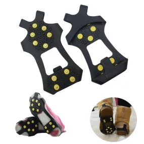 AGOOL Ice Cleats Snow Traction Cleats Crampons for Shoe and Boots Non-Slip Overshoe for Walking on Snow and Ice Rubber Walking Cleats Anti Slip Crampons 10 Studs Small(2.5- 4 men/4-5.5 women)