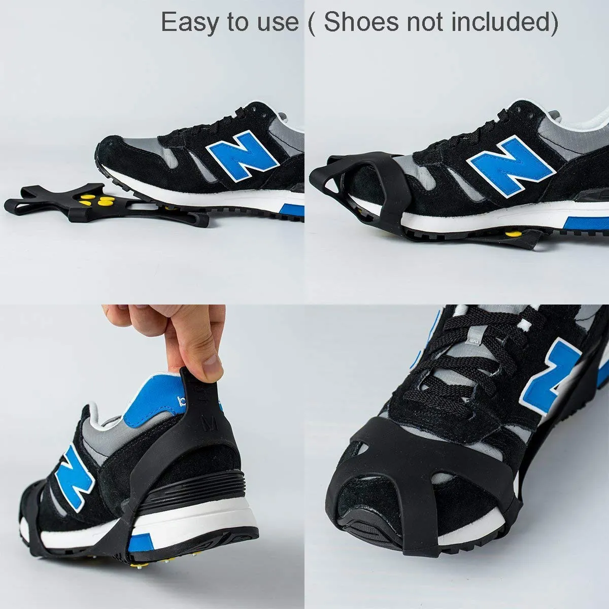 AGOOL Ice Cleats Snow Traction Cleats Crampons for Shoe and Boots Non-Slip Overshoe for Walking on Snow and Ice Rubber Walking Cleats Anti Slip Crampons 10 Studs Small(2.5- 4 men/4-5.5 women)