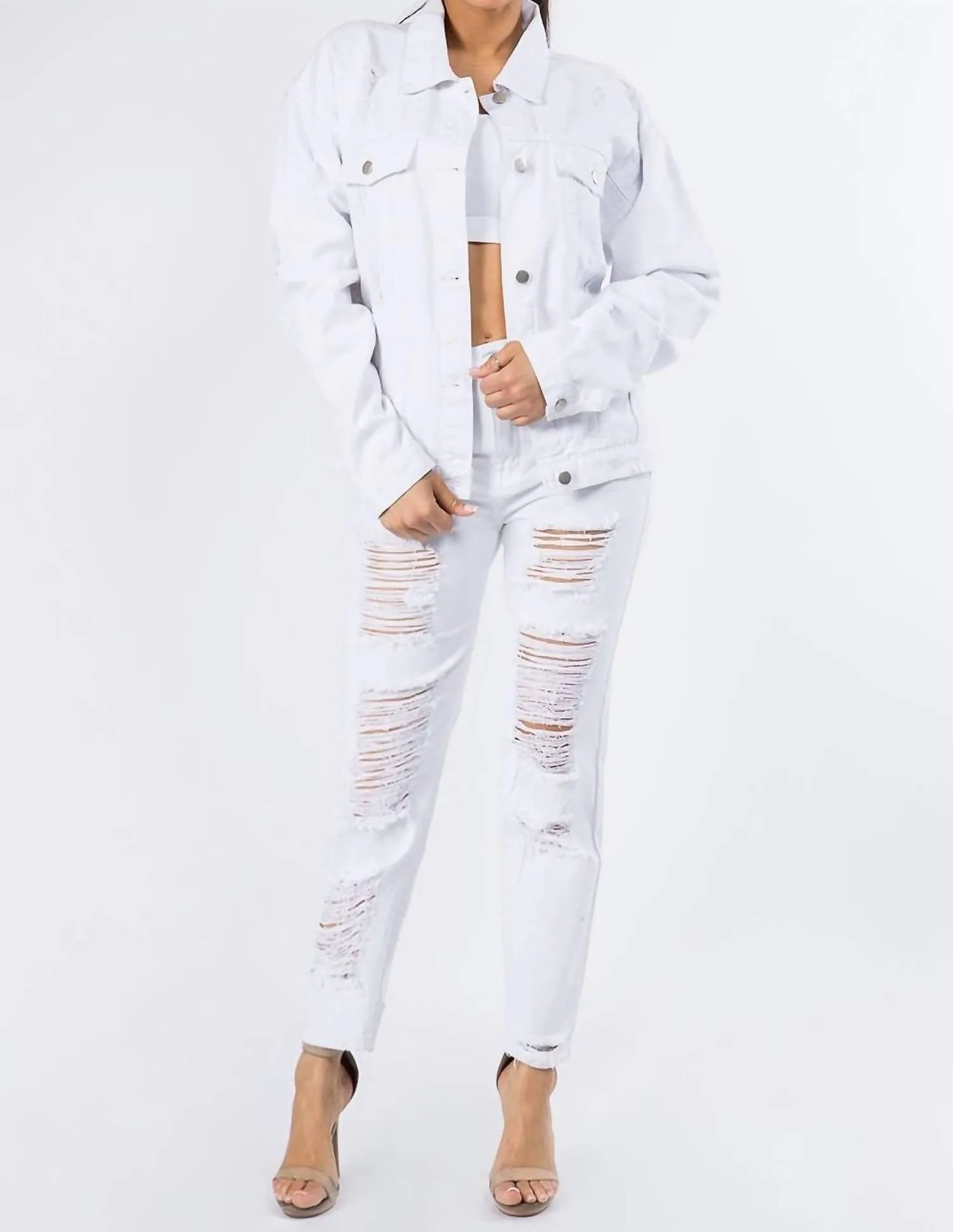 American Bazi - Graphic Distressed Denim Jacket