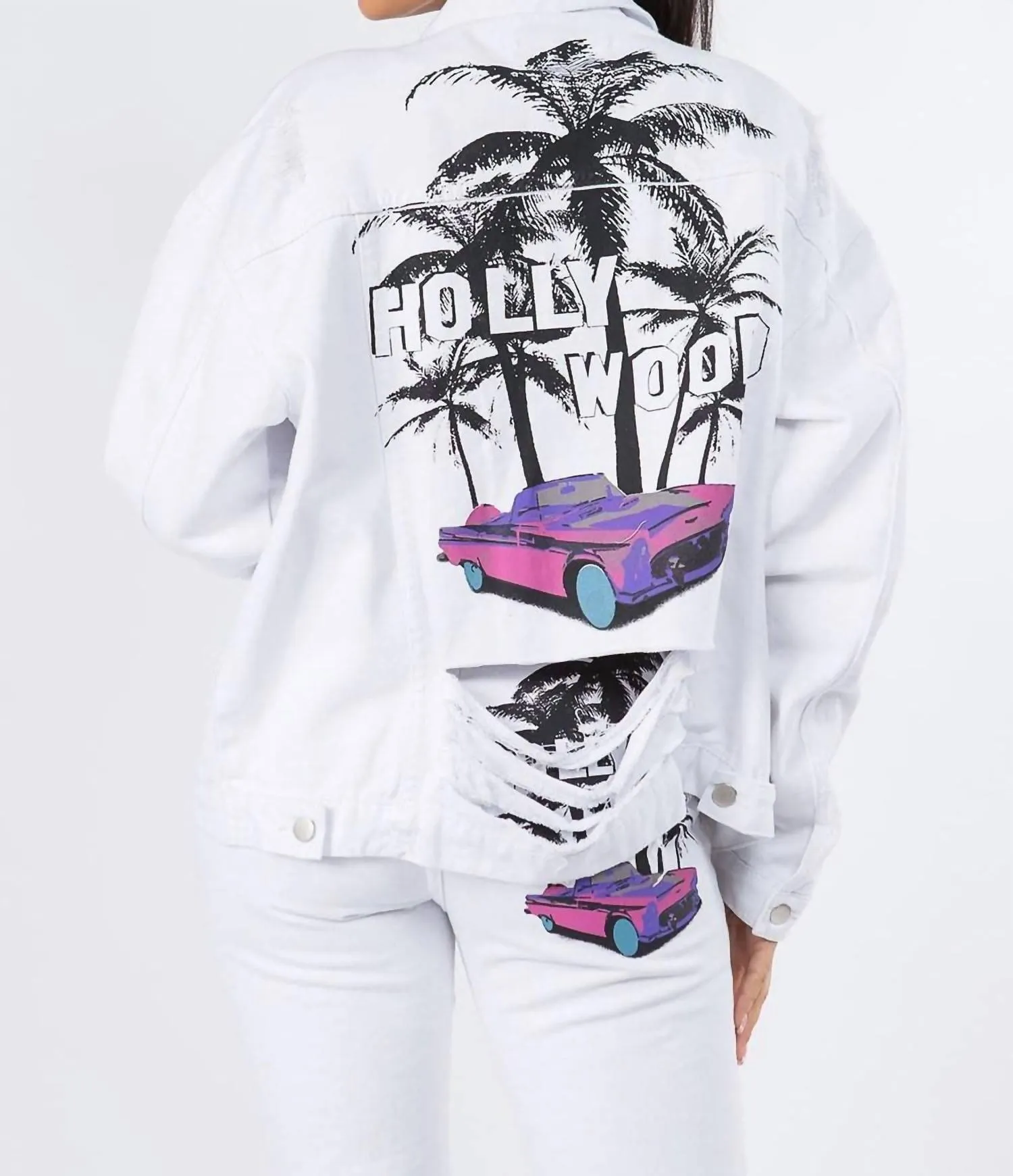 American Bazi - Graphic Distressed Denim Jacket