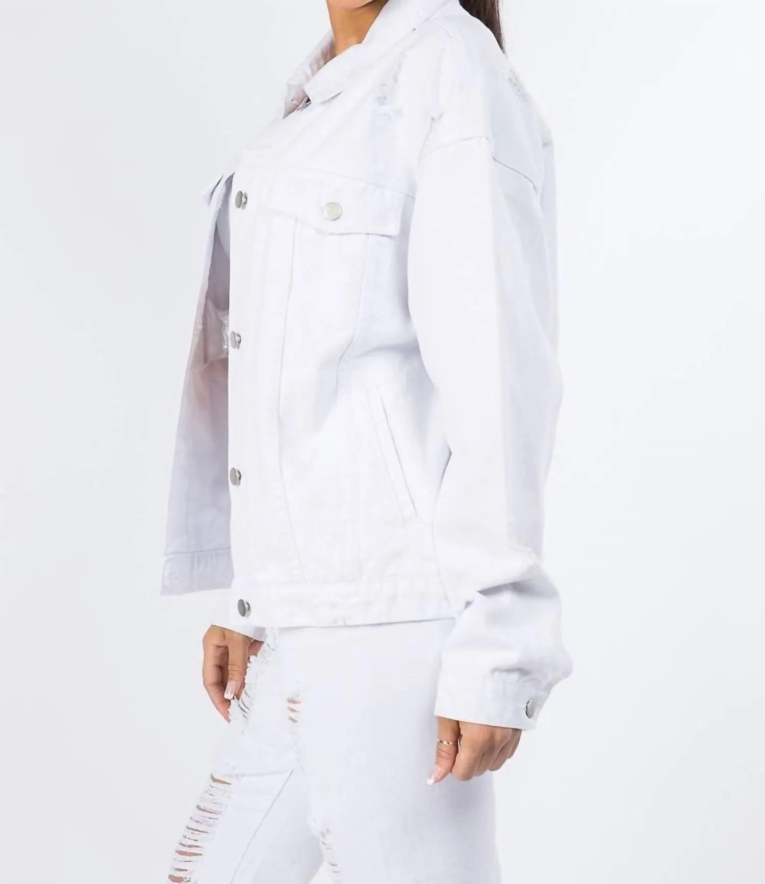 American Bazi - Graphic Distressed Denim Jacket