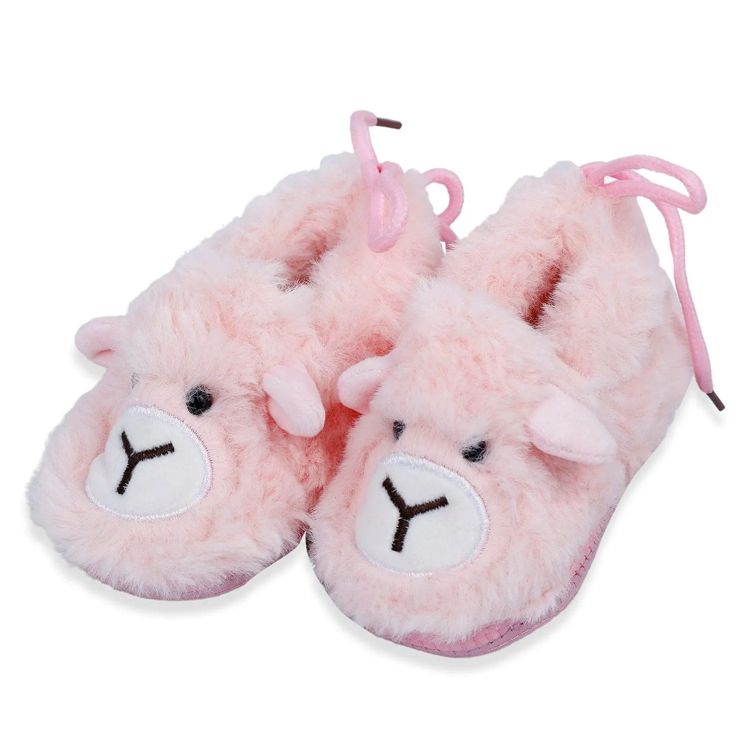 Baby Moo Furry Bear Warm And Cozy Anti Skid Booties - Pink