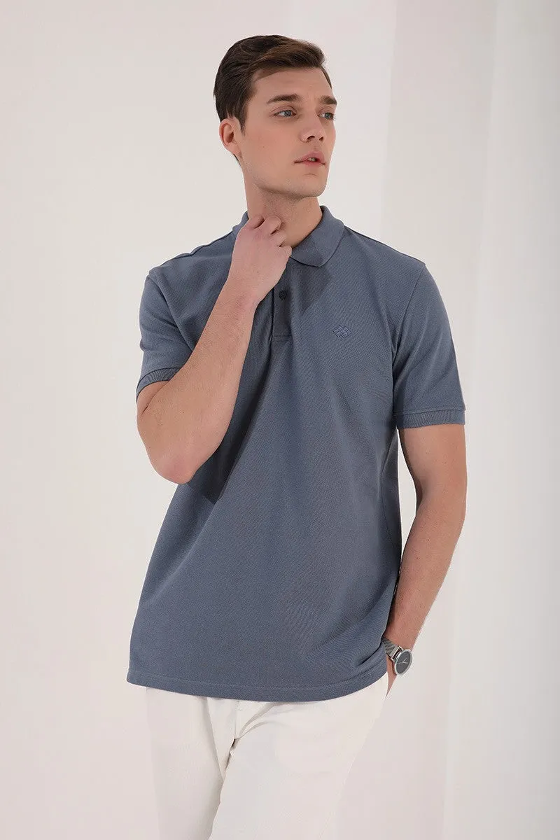 basic logolu standart kalip triko polo yaka erkek t-shirt - 87748