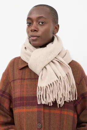 Beige Wool Fringe Scarf