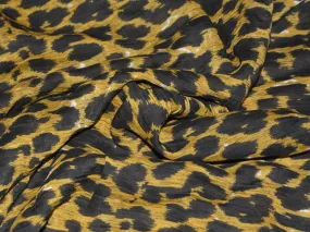 Black & Golden Abstract Printed Chiffon Fabric