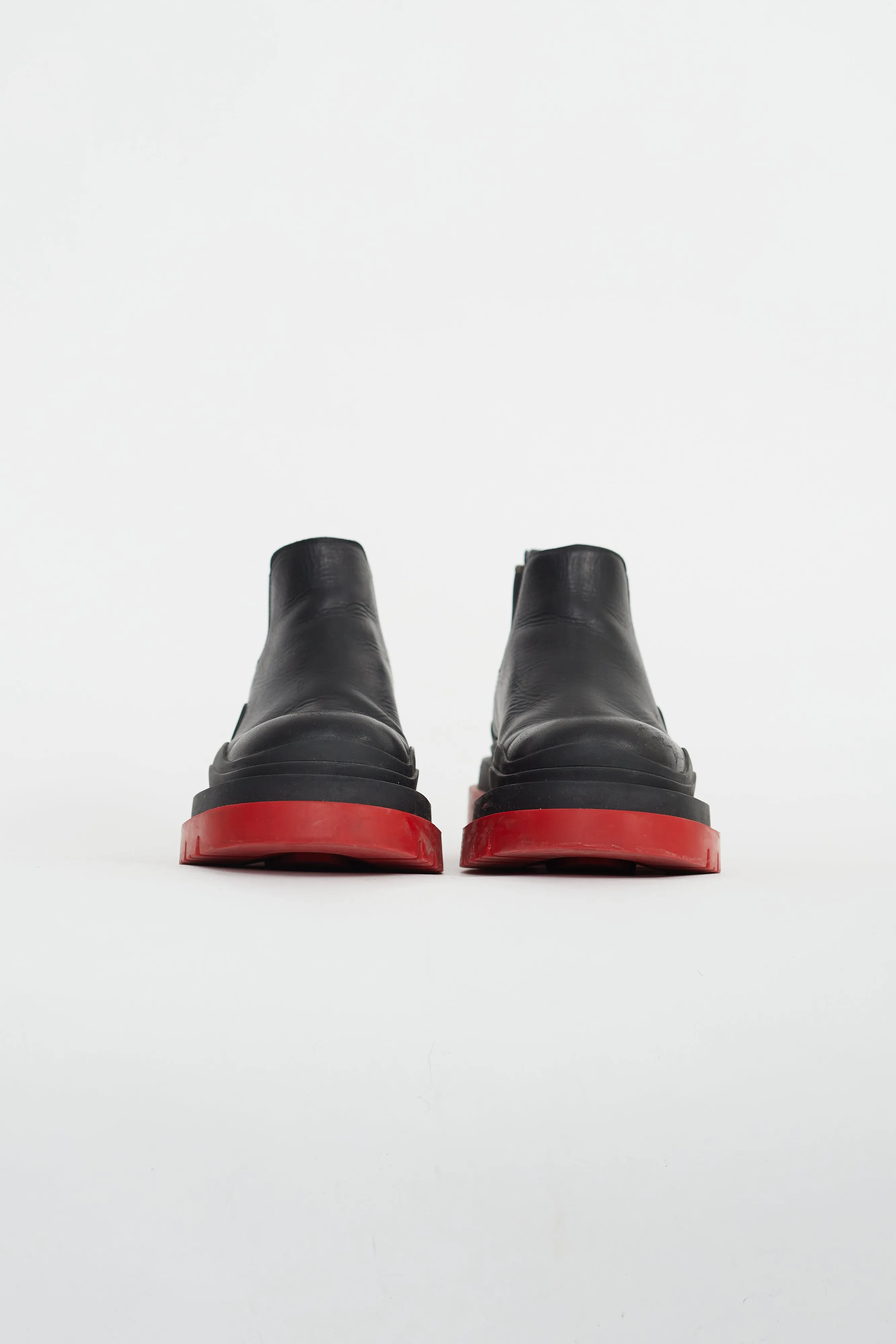 Black & Red Leather Platform Chelsea Boot