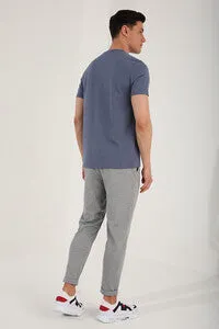 black yazi baskili rahat kalip o yaka erkek t-shirt - 87954