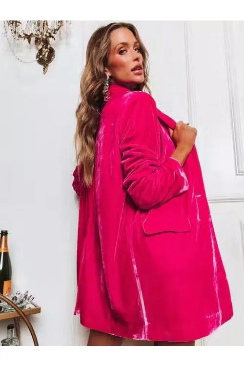 Button Up Long Sleeve Blazer with Pocket