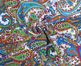 Colorful paisley  pattern - georgette  fabric by the yard -