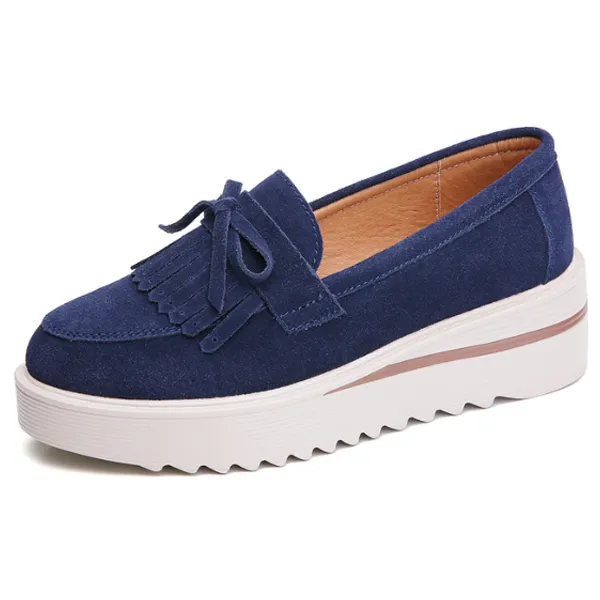 Comfy Slip-On Suede Tassel Platform Shoes