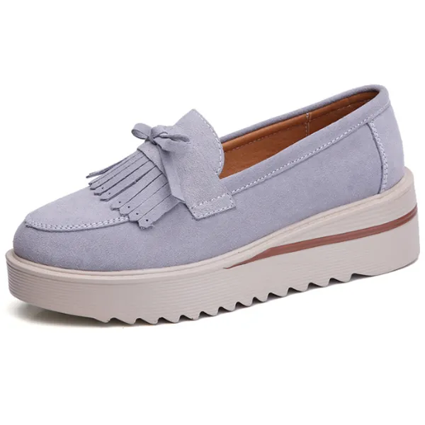 Comfy Slip-On Suede Tassel Platform Shoes