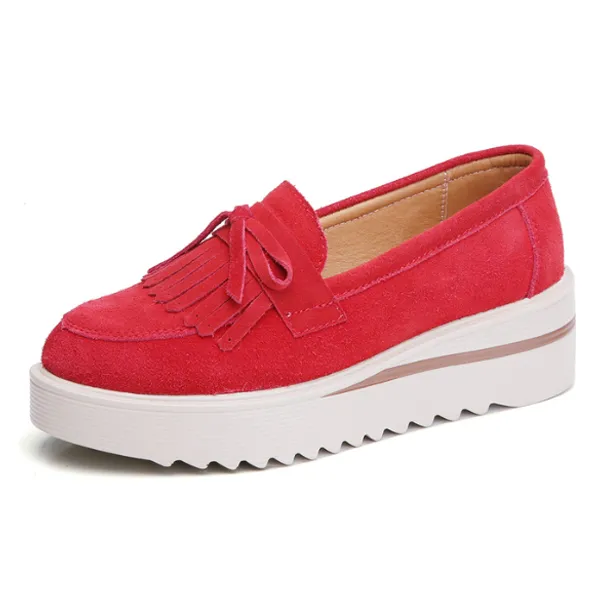 Comfy Slip-On Suede Tassel Platform Shoes