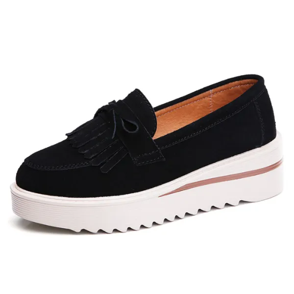 Comfy Slip-On Suede Tassel Platform Shoes