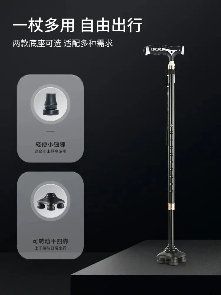 Crutches for elderly people with anti slip fractures, medical four legged walking aids, telescopic canes, elderly handrail