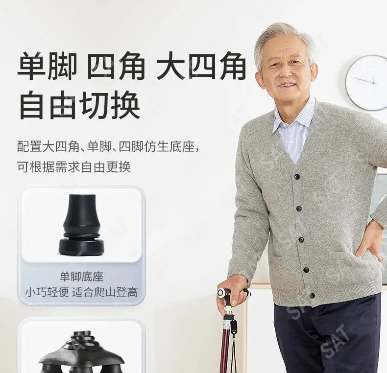 Crutches for elderly people with anti slip fractures, medical four legged walking aids, telescopic canes, elderly handrail