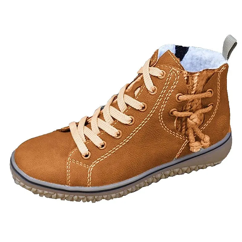 Cuzcare Women Ankle Boots Zipper Plush Orthopedic Shoes