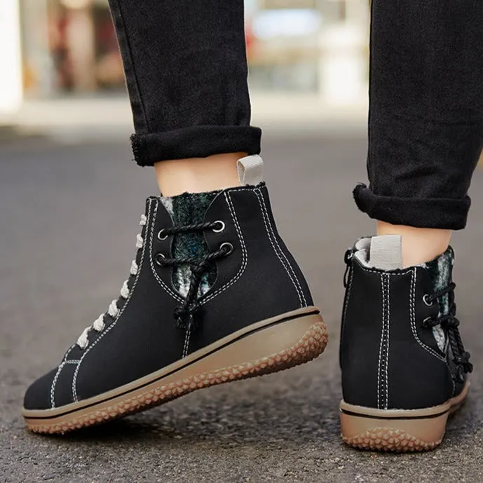 Cuzcare Women Ankle Boots Zipper Plush Orthopedic Shoes