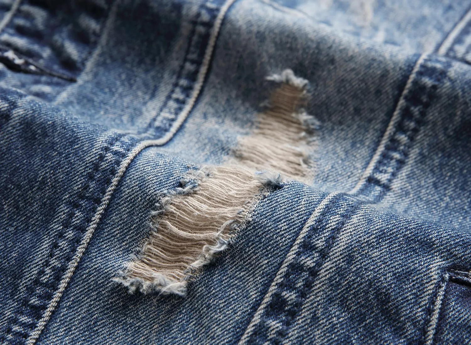 Distressed Slim Denim Jacket