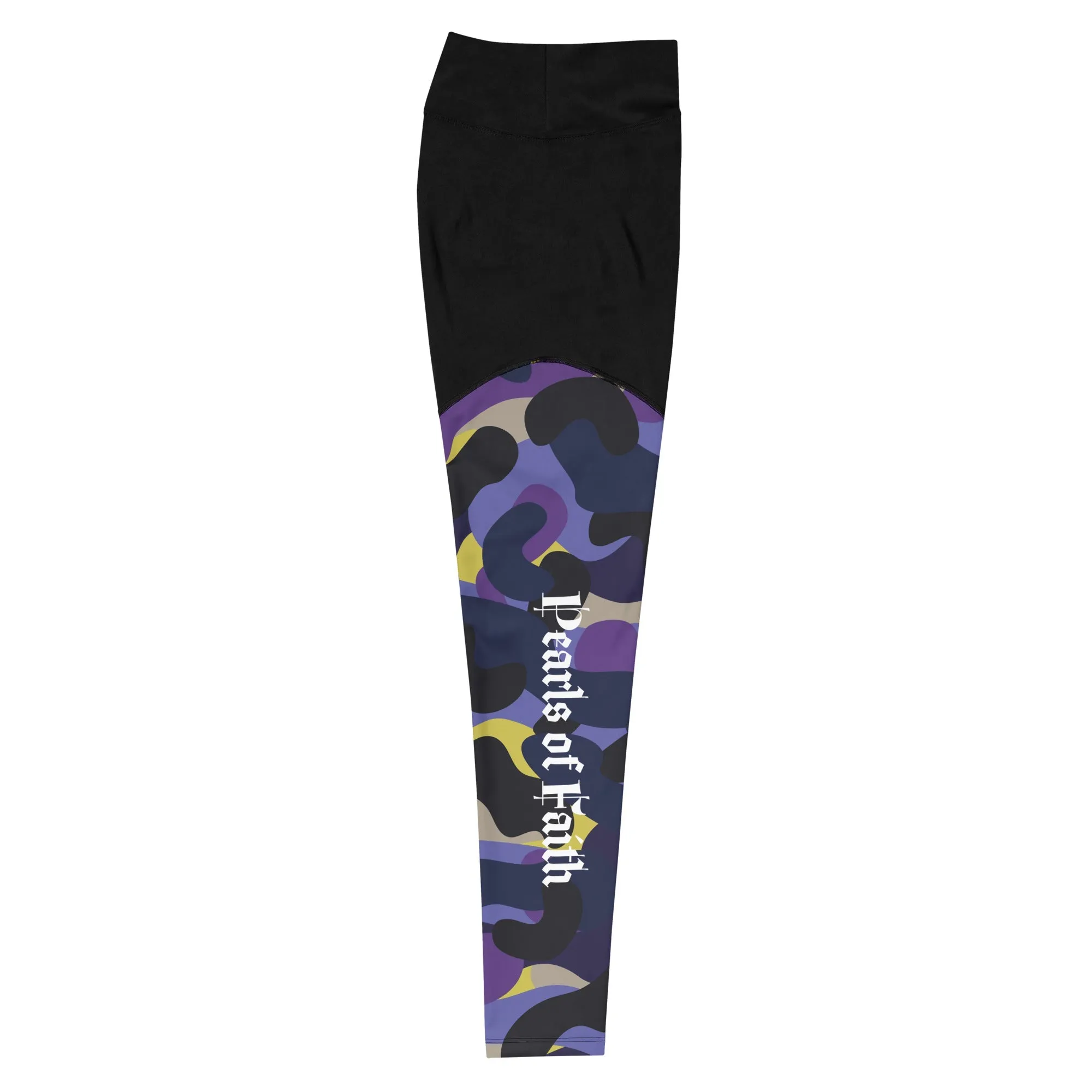 Dynamic Edge:  Adult Black & Purple Camo Performance Leggings