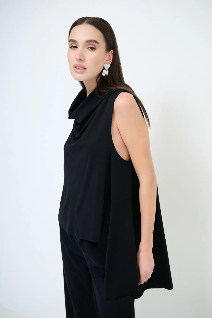 Elegant draped sleeveless blouse wholesale