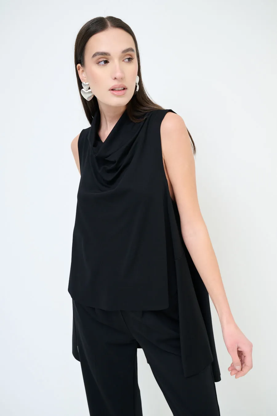 Elegant draped sleeveless blouse wholesale
