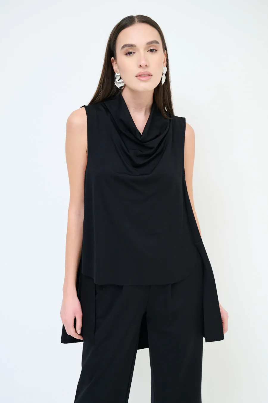 Elegant draped sleeveless blouse wholesale