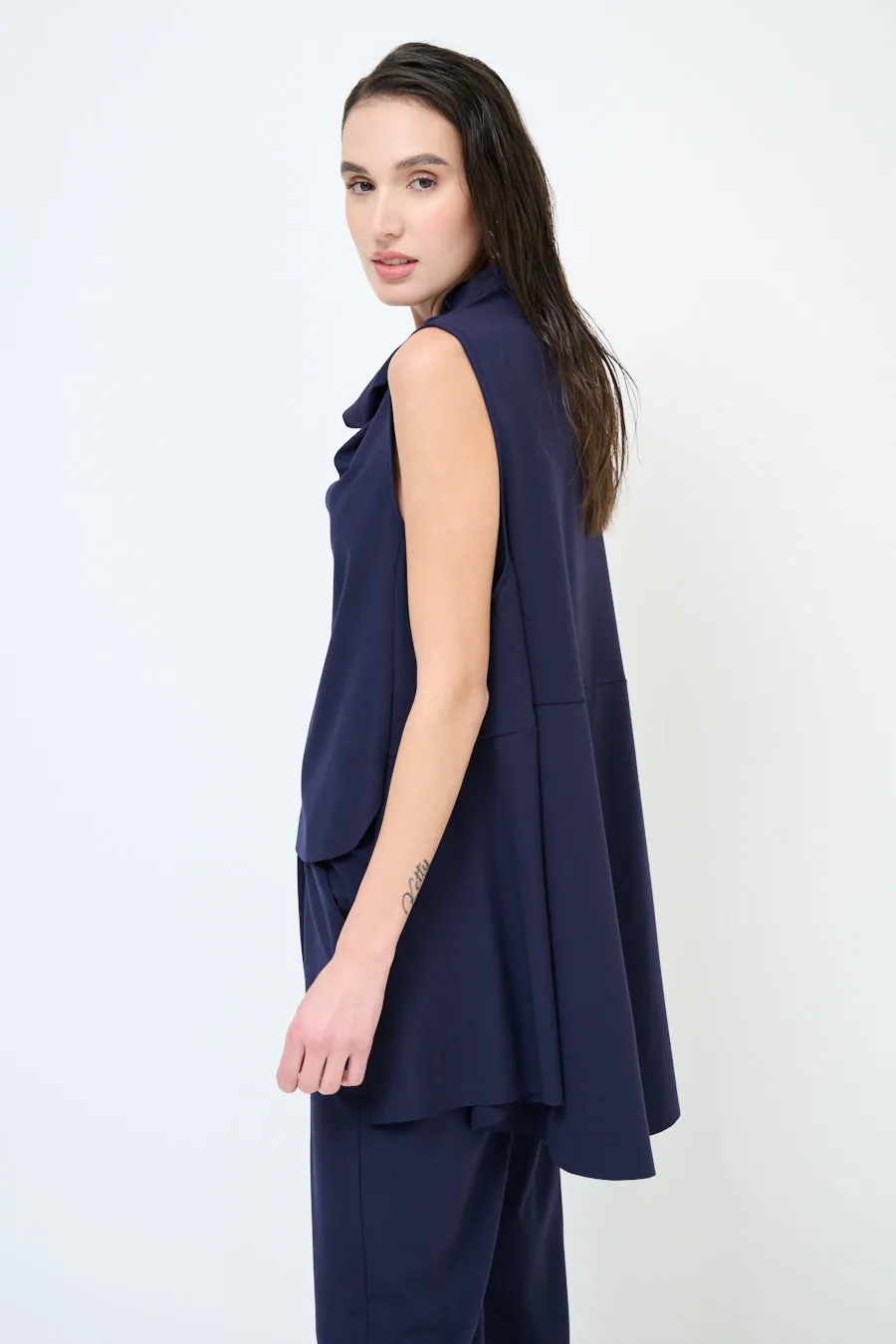 Elegant draped sleeveless blouse wholesale