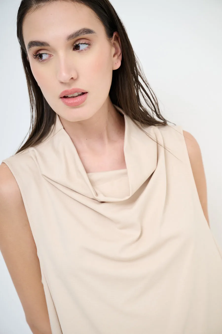 Elegant draped sleeveless blouse wholesale