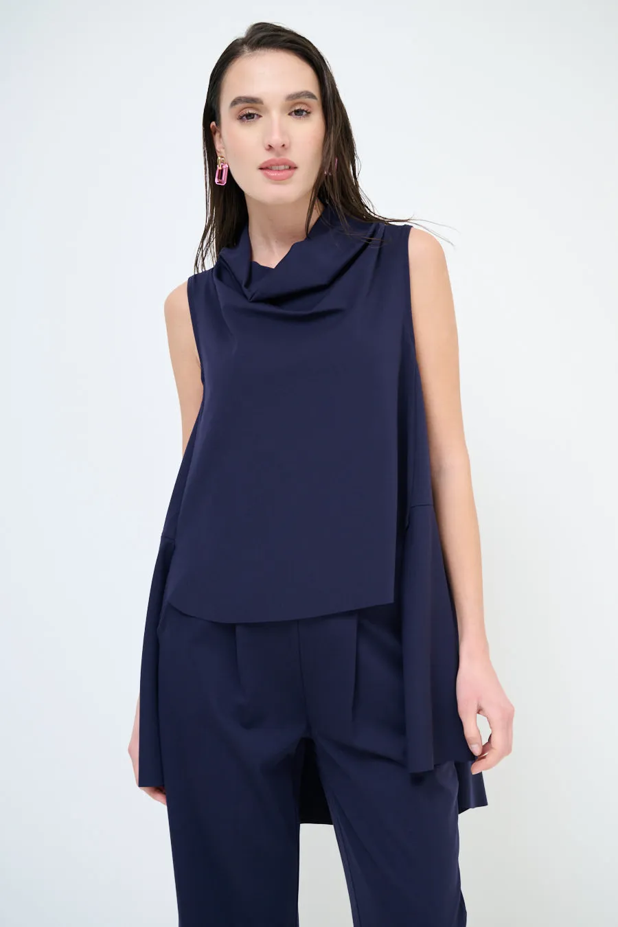 Elegant draped sleeveless blouse wholesale
