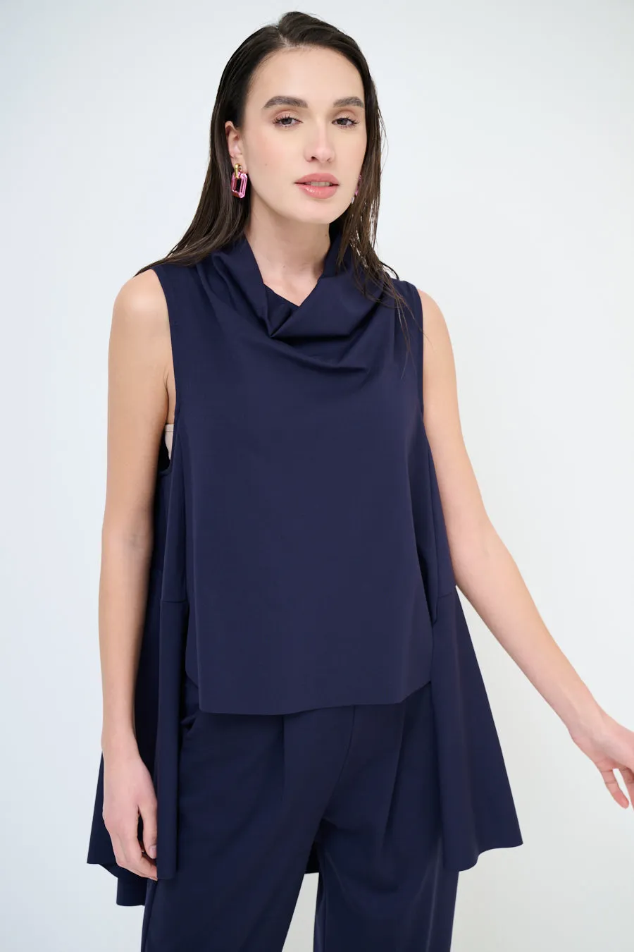 Elegant draped sleeveless blouse wholesale