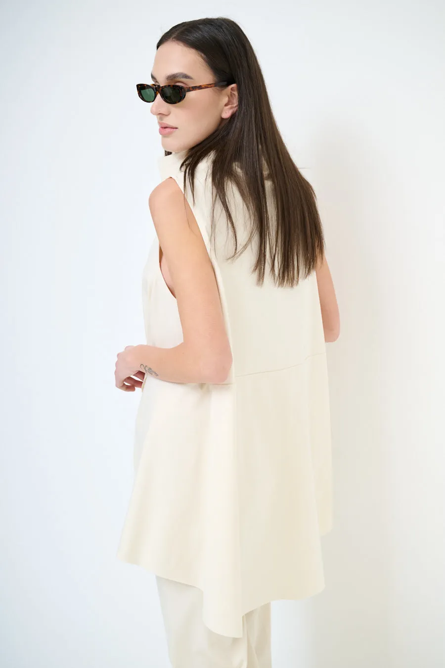 Elegant draped sleeveless blouse wholesale