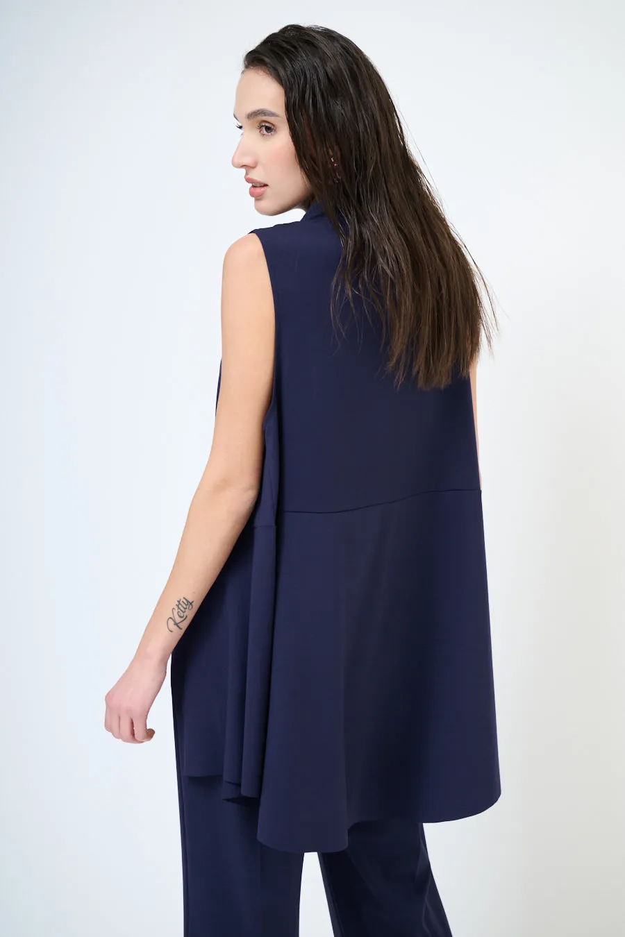 Elegant draped sleeveless blouse wholesale