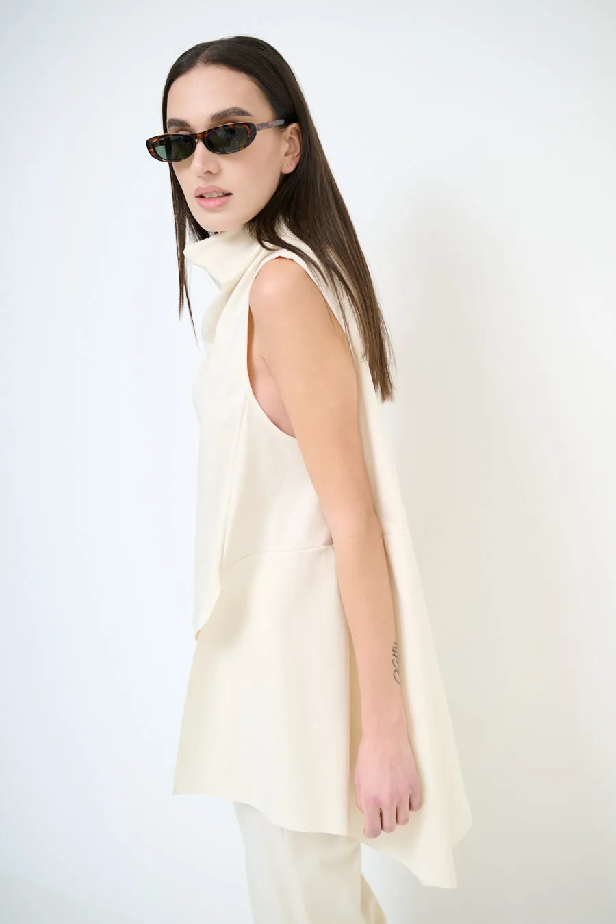 Elegant draped sleeveless blouse wholesale