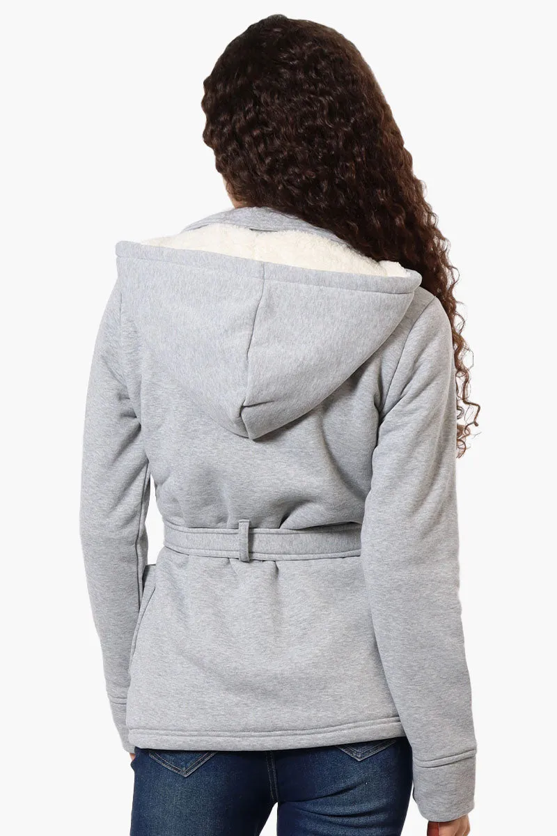 Fahrenheit Sherpa Lined Double Breasted Lightweight Jacket - Grey