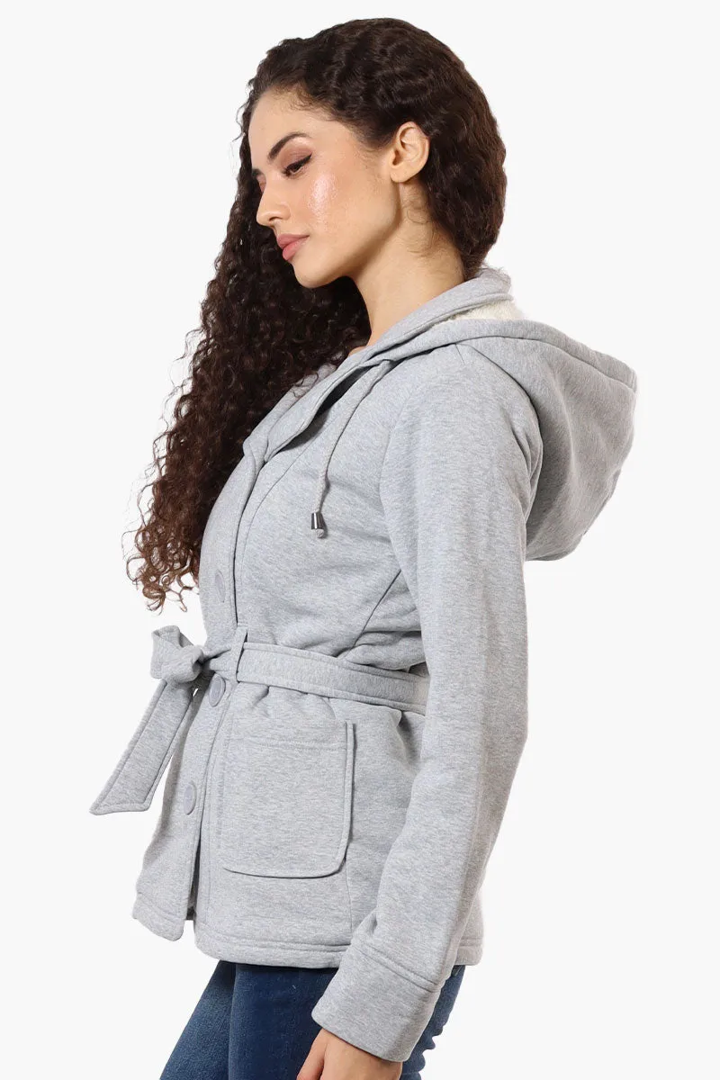 Fahrenheit Sherpa Lined Double Breasted Lightweight Jacket - Grey