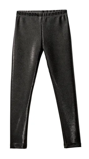 Girls Novelty Stretch Leggings  | Black Sparkly Shimmer