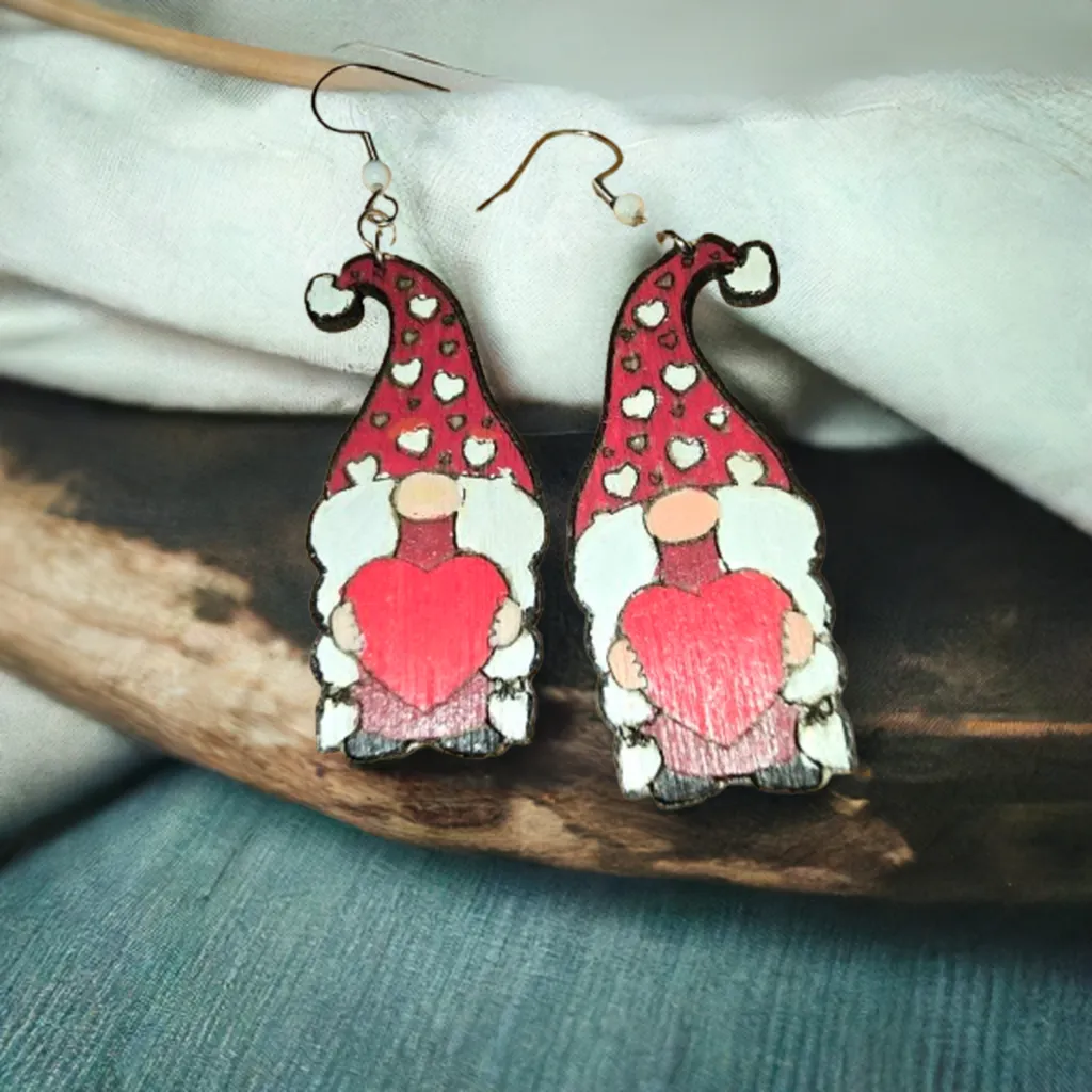 Gnome Wooden Earrings