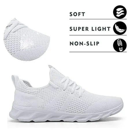 Htcenly Sneakers For Women Athletic Sport Running Shoes Lightweight Casual Shoes Breathable Gym Shoes Comfortable Walking Slip on Shoes, White, 9