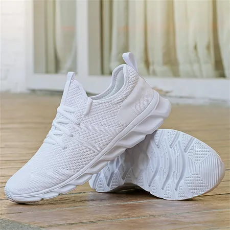 Htcenly Sneakers For Women Athletic Sport Running Shoes Lightweight Casual Shoes Breathable Gym Shoes Comfortable Walking Slip on Shoes, White, 9