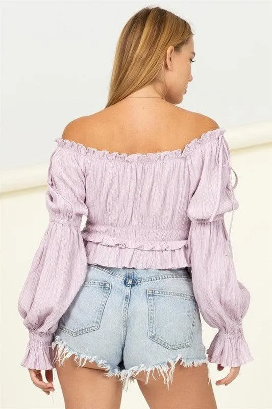 HYFVE Dipped in Sugar Flounce Hem Blouse