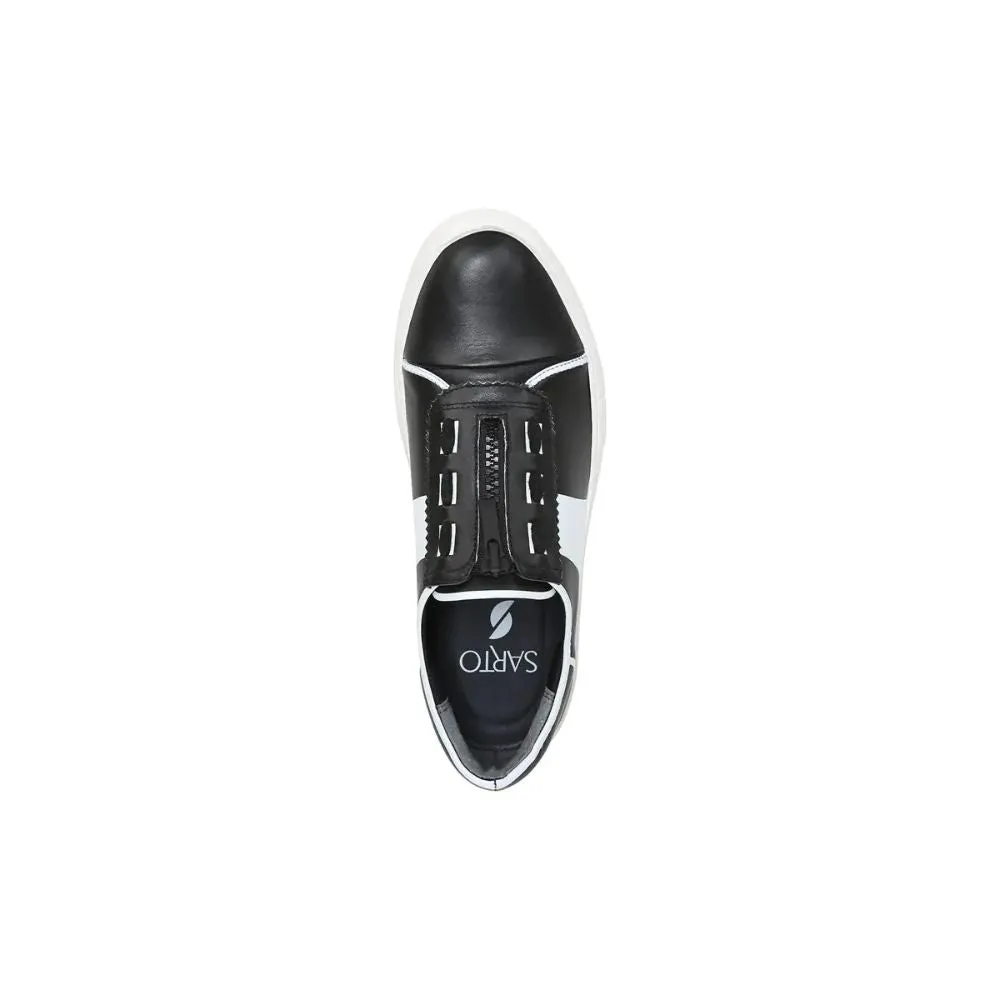 Issake Black Leather Franco Sarto Platform Sneaker