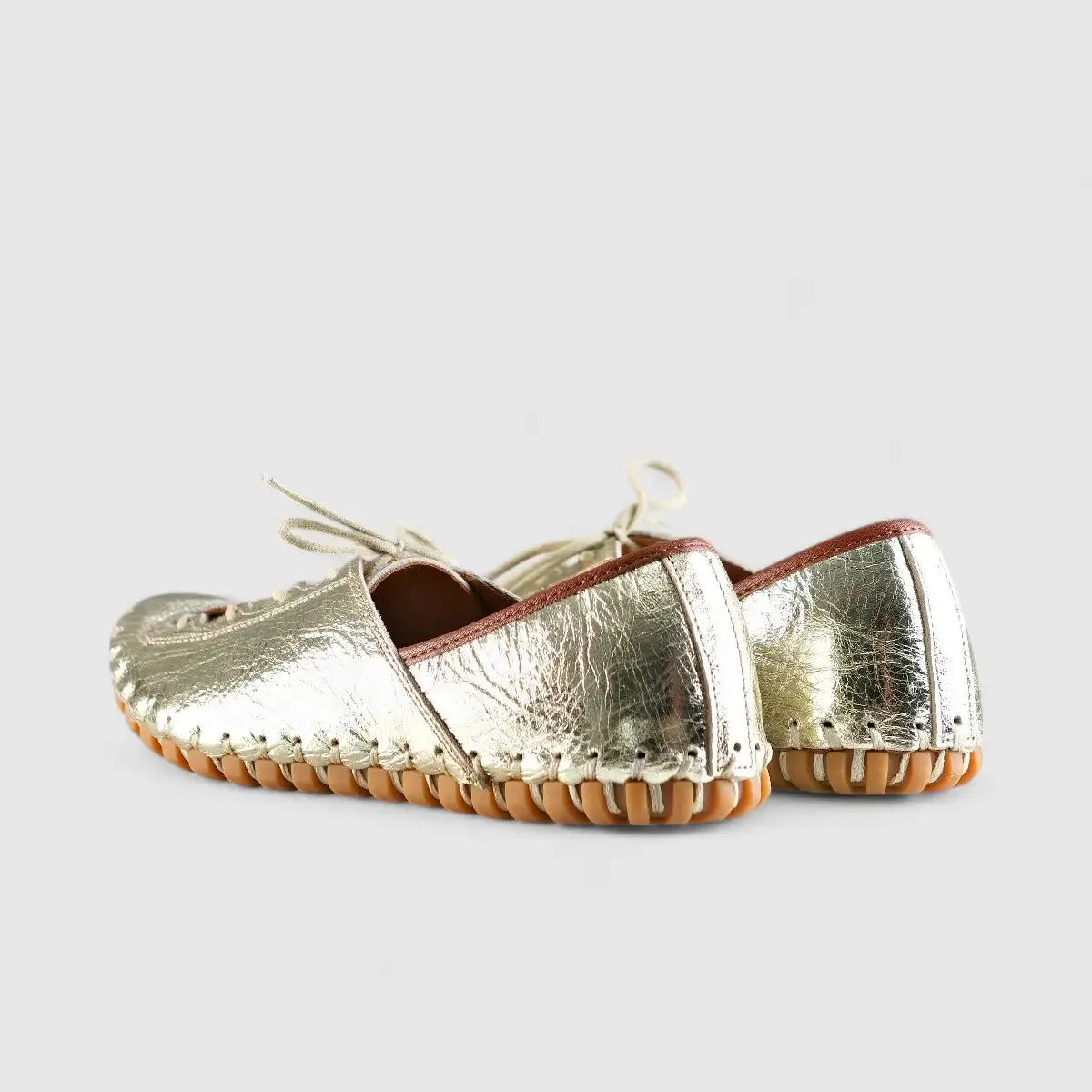 Karyoka Comfort Leather Casuals 1234 Gold Metallics